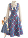 50er Set mit Polka-Dot-Kleid und Schleifen-Rüschenbluse