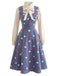 50er Set mit Polka-Dot-Kleid und Schleifen-Rüschenbluse