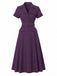 Lila 40er Hemdblusenkleid mit Nadelstreifen