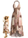 Mehrfarbiges 50er Boho Kleid mit Neckholder und Blumen