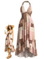 [Vorverkauf] Mehrfarbiges 50er Boho Kleid mit Blumen und Neckholder