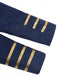 Blaue 70er Jacke mit Stehkragen, Goldstreifen und Zierknöpfen