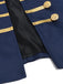 Blaue 70er Jacke mit Stehkragen, Goldstreifen und Zierknöpfen