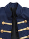 Blaue 70er Jacke mit Stehkragen, Goldstreifen und Zierknöpfen