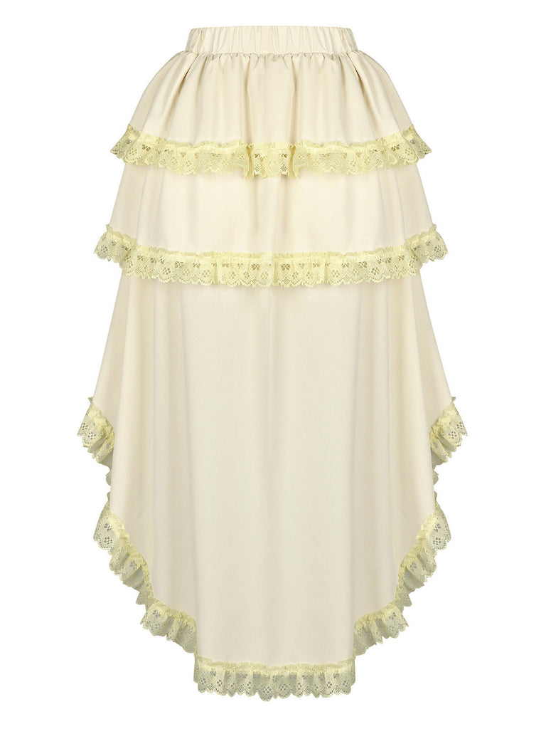 Beige 50er Rock mit Spitze und Besatz