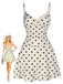 Beiges 60er Minikleid mit Polka-Dots und Herzausschnitt