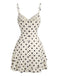 Beiges 60er Minikleid mit Polka-Dots und Herzausschnitt