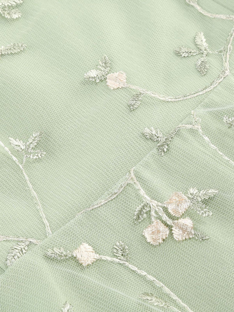 50er Netzkleid mit Blumenstickerei und Neckholder