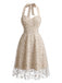 50er Netzkleid mit Blumenstickerei und Neckholder