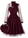 50er Netz-Kleid mit Schleife und Langarm