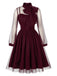 50er Netz-Kleid mit Schleife und Langarm