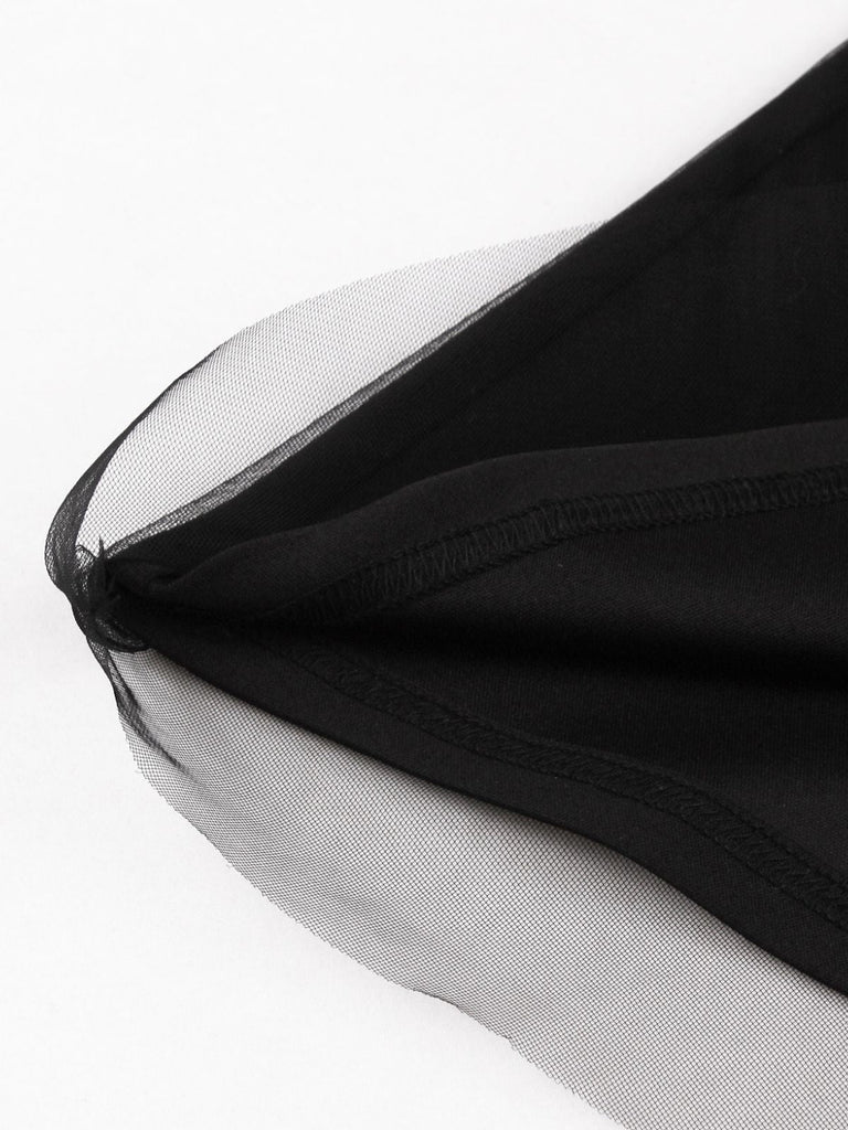 50er Netz-Kleid mit Schleife und Langarm