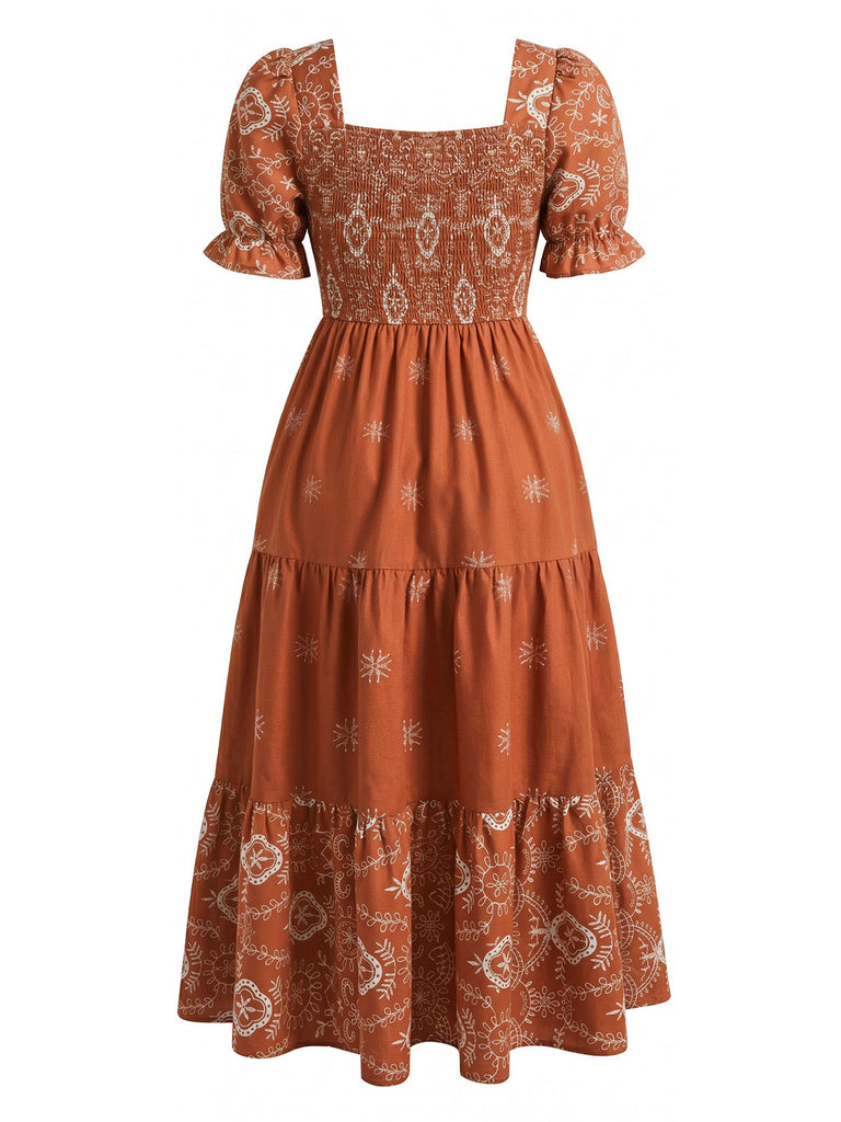 70er Stufenkleid mit Puffärmeln