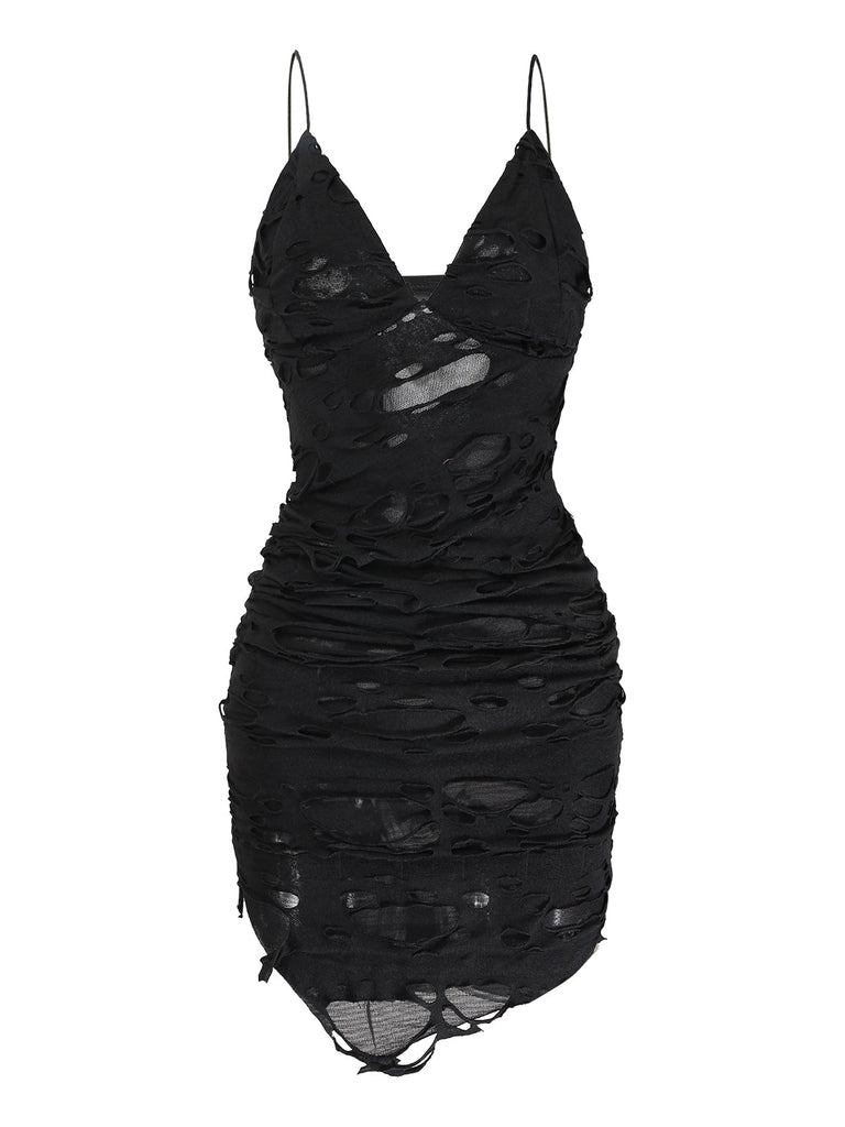 Schwarzes 60er Halloween Kleid mit Cutout