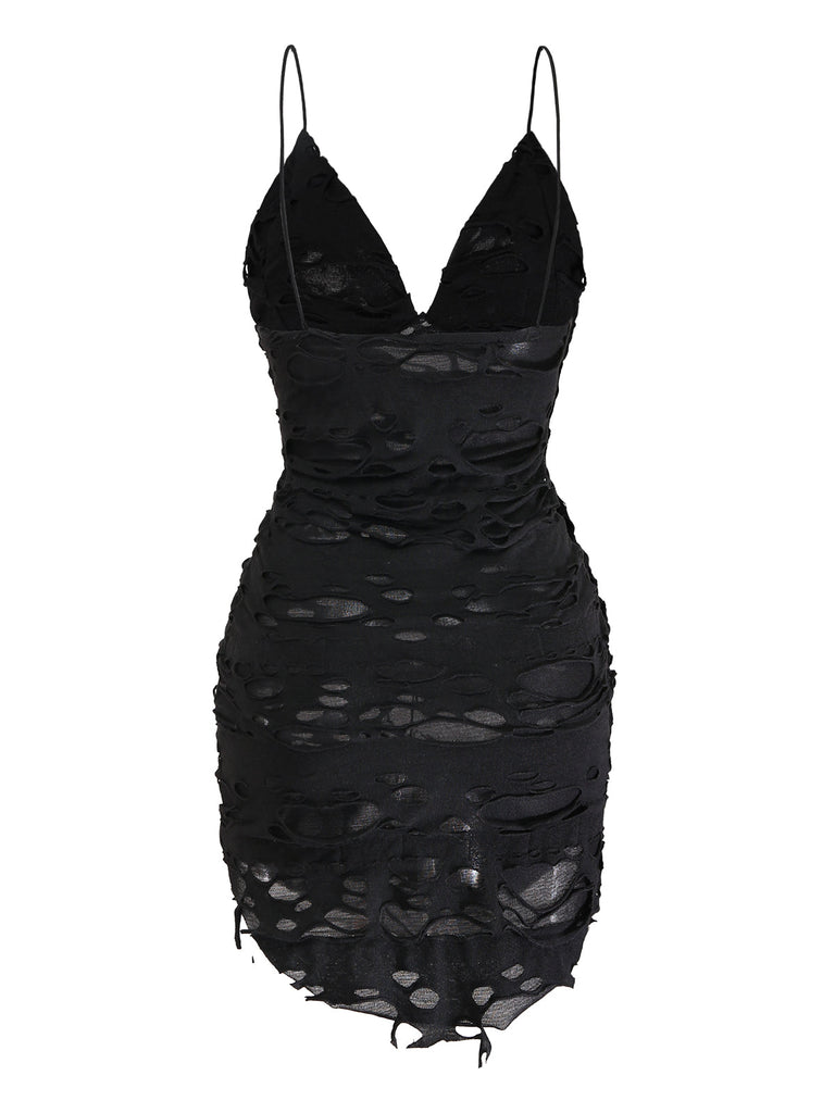 Schwarzes 60er Halloween Kleid mit Cutout