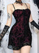 Rotes 60er Gothic Netzkleid mit Spaghettiträger