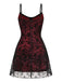 Rotes 60er Gothic Netzkleid mit Spaghettiträger
