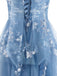 Blaues 30er Maxikleid mit Neckholder und Spitze