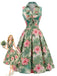 50er Kleid mit Palmen und Rüschen