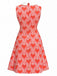 [Vorverkauf] Orangerotes 60er Kleid mit Herzen und Peter-Pan-Kragen
