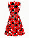 [Vorverkauf] Rotes 60er Mod-Kleid mit Karomuster und Blumen