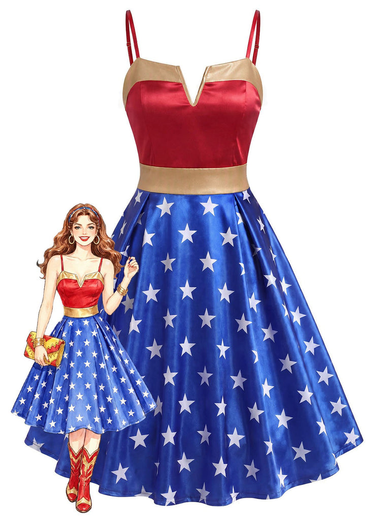 [Vorverkauf] 50er Wonder-Woman Swingkleid mit Sternenprint