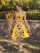 [Vorverkauf] Gelbes 50er Kleid mit Sonnenblumen und Neckholder