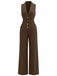 Brauner 40er Jumpsuit mit Schal-Kragen und Gürtel