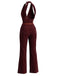 60er Cord-Jumpsuit mit Neckholder und V-Ausschnitt