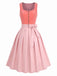 Rosa 50er Kleid mit Schürze und Herzausschnitt