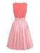 Rosa 50er Kleid mit Herzausschnitt und Knopfleiste