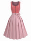 Rosa 50er Oktoberfest-Dirndl-Set mit Samt-Detail und Schürze