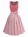 Rosa 50er Oktoberfest-Dirndl-Set mit Spitzentop und Schürze