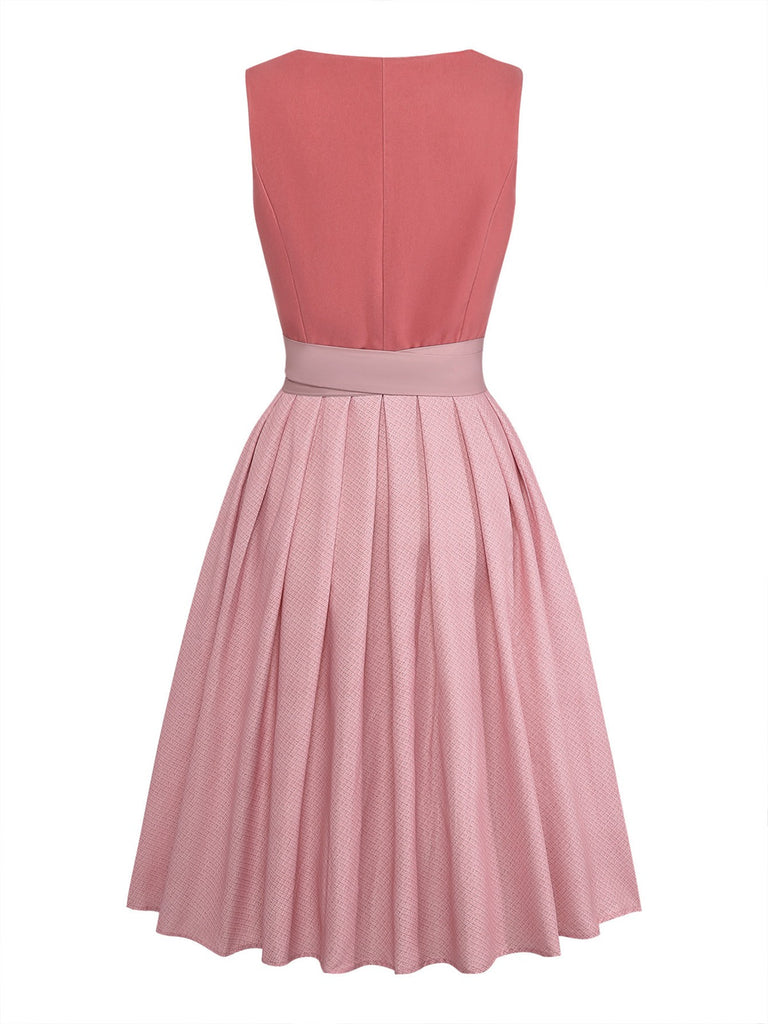 Rosa 50er Oktoberfest-Dirndl-Set mit Samt-Detail und Schürze