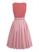 Rosa 50er Oktoberfest-Dirndl-Set mit Samt-Detail und Schürze