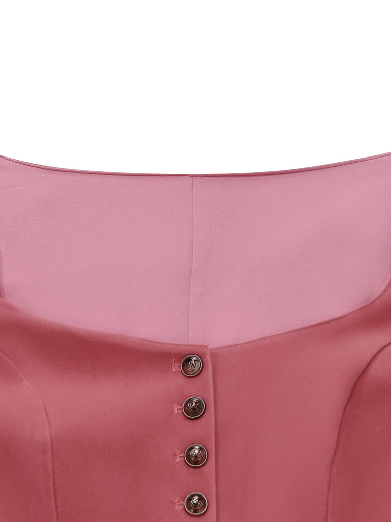 Rosa 50er Oktoberfest-Dirndl-Set mit Spitzentop und Schürze