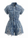 70er Jeans-Romper mit Fransen-Saum