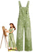 40er Jeans-Jumpsuit mit Blumen und Patchwork