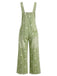 40er Jeans-Jumpsuit mit Blumen und Patchwork