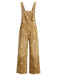 Blauer 40er Jeans-Latzoverall mit Blumenprint und weitem Bein