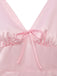 Rosa 40er Kleid mit V-Ausschnitt und Blumen