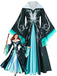 Schwarz-Blaues 40er Zauberer-Cape Kleid