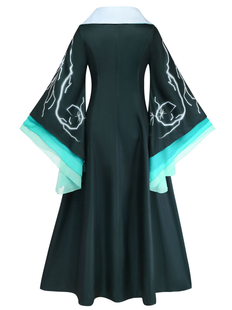Schwarz-Blaues 40er Zauberer-Cape Kleid