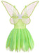 Grünes 50er Feenkleid mit Blatt-Saum und Flügeln