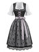 Schwarzes 50er Kleid mit Eckiger Ausschnitt und Spitze