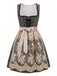 Schwarzes 50er Kleid mit Spitzenschürze und Blumen