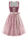 Weißes & Rosa 50er Kleid mit Eckiger Ausschnitt und Blumen