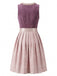 Weißes & Rosa 50er Kleid mit Eckiger Ausschnitt und Blumen
