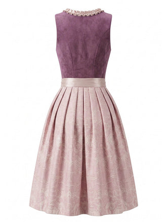 Rosa 50er Oktoberfest-Dirndl-Set mit Blumenkleid und Paillettenschürze