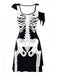 40er Halloween A-Linien-Kleid mit Skelett-Print